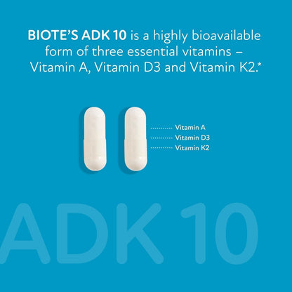 Biote Nutraceuticals ADK 10 | Immunity & Cardiovascular Support|90 Capsules